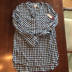 Merona Navy/ white plaid tunic dress